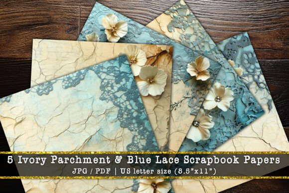 Download Ivory Parchment Blue Lace Scrapbook Page - Blue Collection