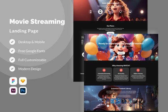 Download Watch - Movie Streaming Landing Page V1 - Land Collection