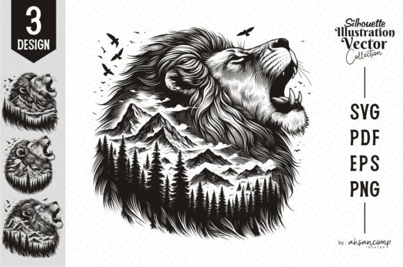 Download Lion Silhouette Landscape Vector - Land Collection