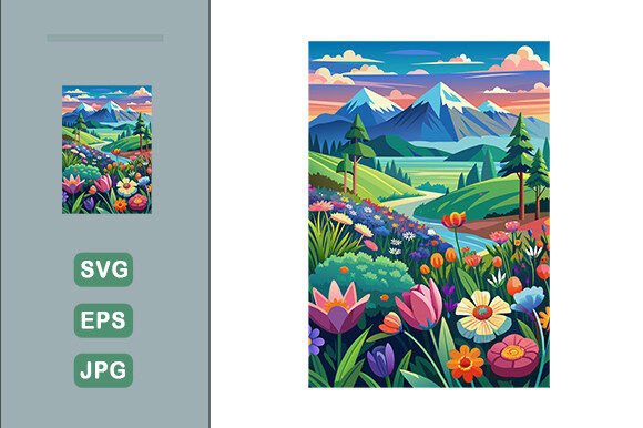 Download Colorful Flowers Landscape Background - Land Collection