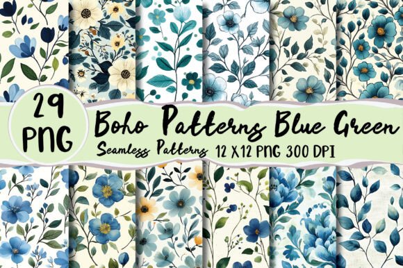 Download Boho Patterns Blue Green - Blue Collection