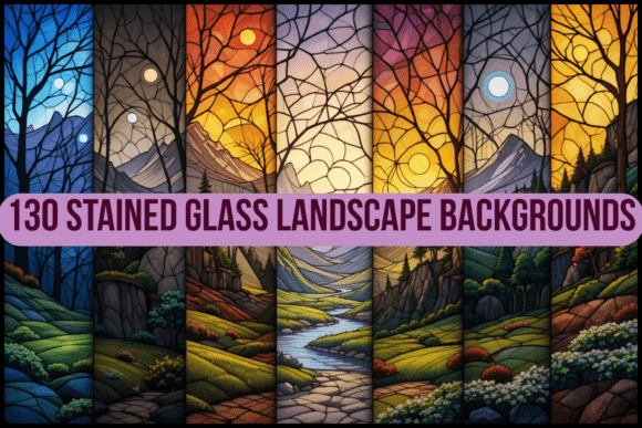Download 130 Stained Glass Landscape Backgrounds - Land Collection