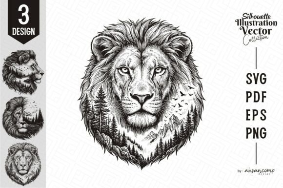 Download Lion Silhouette Landscape Vector - Land Collection