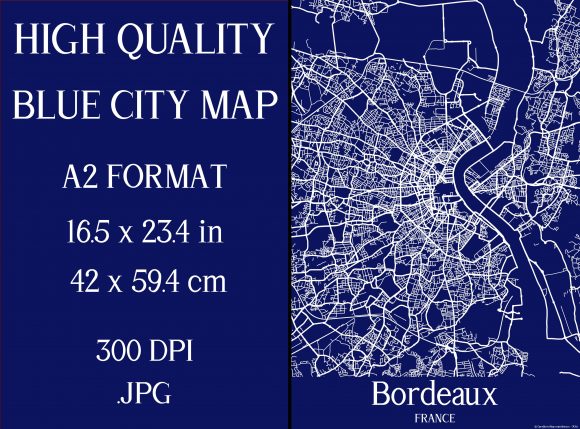 Download Bordeaux France Blue City Map - Blue Collection