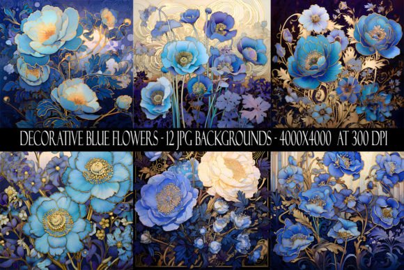 Download Decorative Blue Flower Backgrounds - Blue Collection