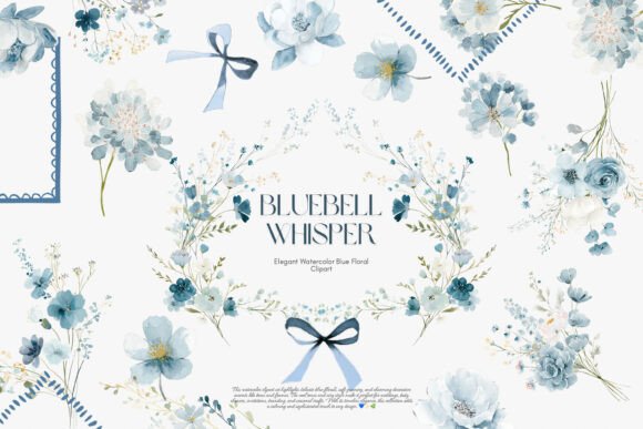 Download Blue Floral Watercolor Clipart Set - Blue Collection