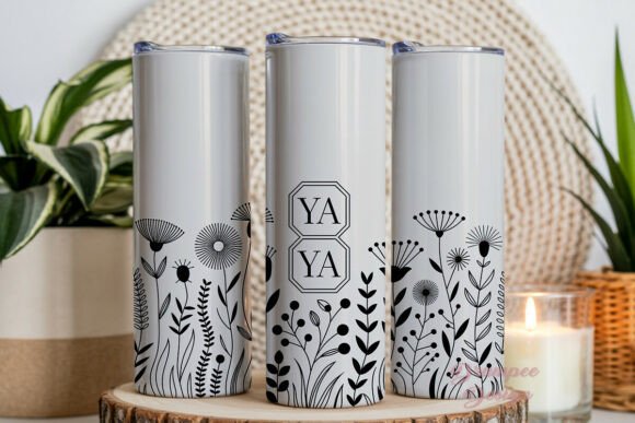 Download Black White Boho Floral 20oz Tumbler - Black white boho Collection
