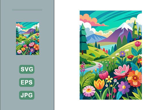 Download Colorful Flowers Landscape Background - Land Collection