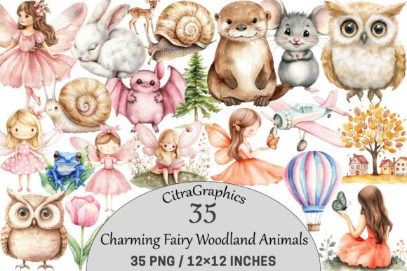Download Charming Fairy Woodland Animals Clipart. - Land Collection